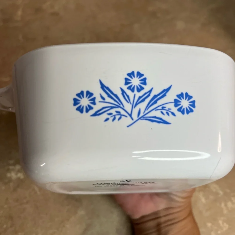 Corningware White Ceramic Dish with Blue Cornflower